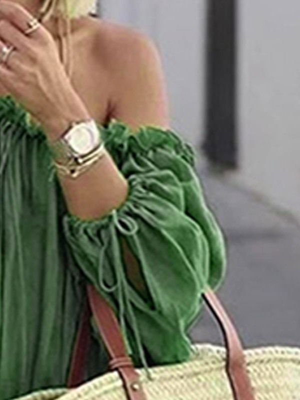 Off Shoulder Lantern Sleeve Casual Długość Podłogi Letnia Sukienka Sukienki Plażowe Dla Kobiet